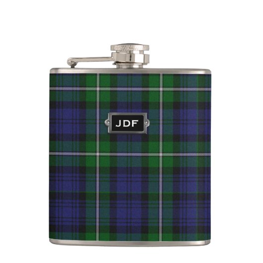 Monogramed Clan Forbes Tartan Pset Flask Heupfles (Voorkant)