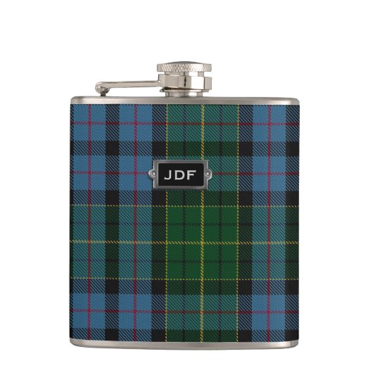 Monogramed Clan Forsyth Tartan Pset Flask Heupfles (Voorkant)