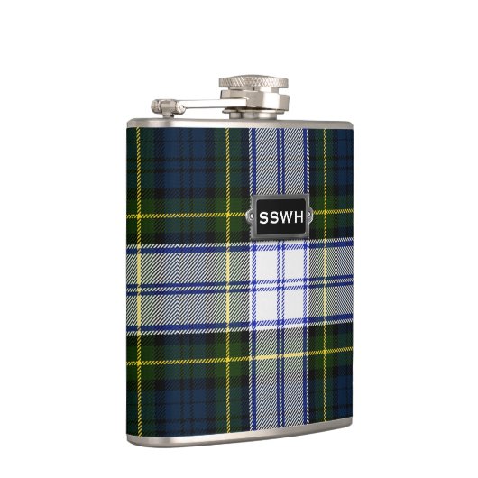 Monogramed Clan Gordon Dress Tartan Plaid Flask Heupfles (Rechts)