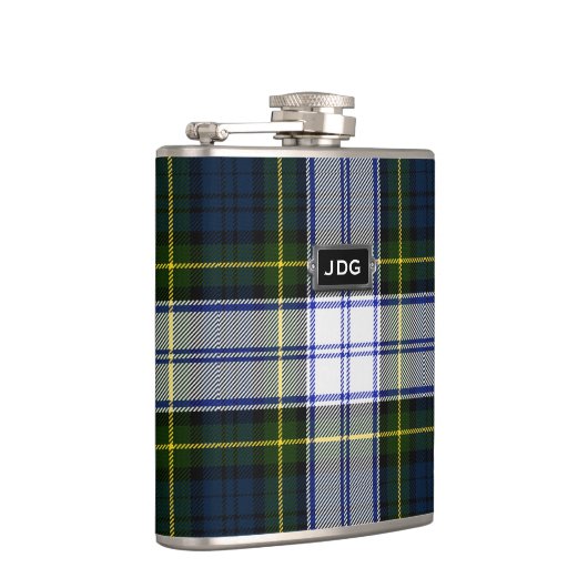 Monogramed Clan Gordon Dress Tartan Plaid Flask Heupfles (Rechts)