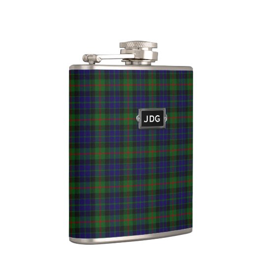 Monogramed Clan Gunn Tartan Pset Flask Heupfles (Rechts)