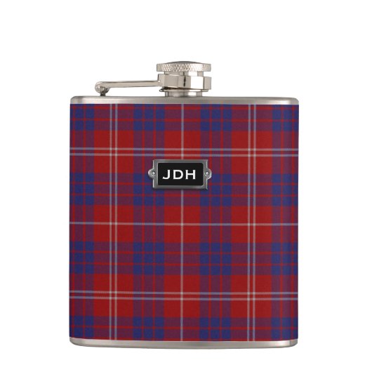 Monogramed Clan Hamilton Tartan Pset Flask Heupfles (Voorkant)