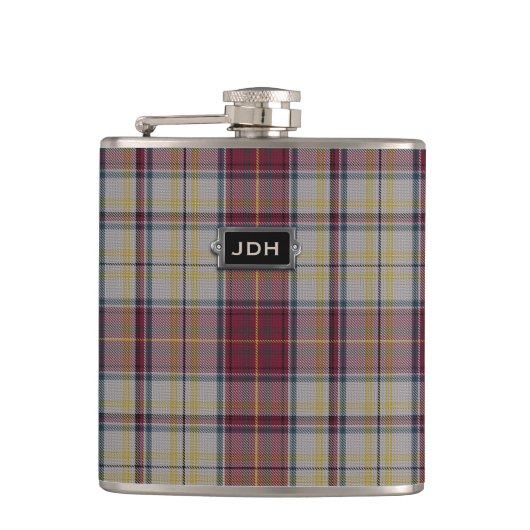 Monogramed Clan Harmon Jurk Tartan Plaid Flask Heupfles (Voorkant)