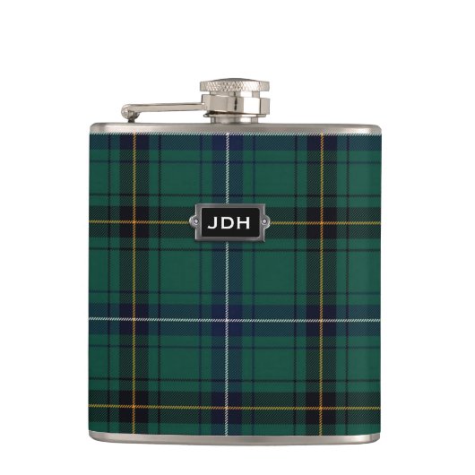 Monogramed Clan Henderson Tartan Pset Flask Heupfles (Voorkant)