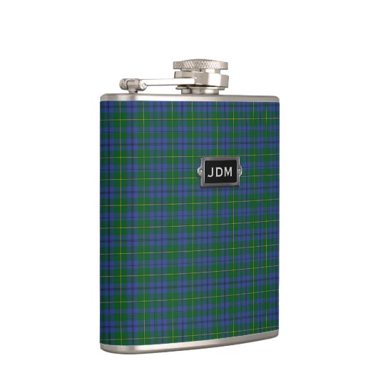 Monogramed Clan Johnston Tartan Pset Flask Heupfles (Rechts)