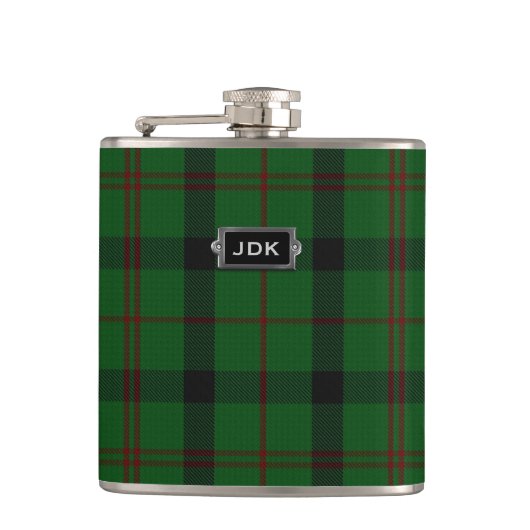 Monogramed Clan Kincaid Tartan Pset Flask Heupfles (Voorkant)