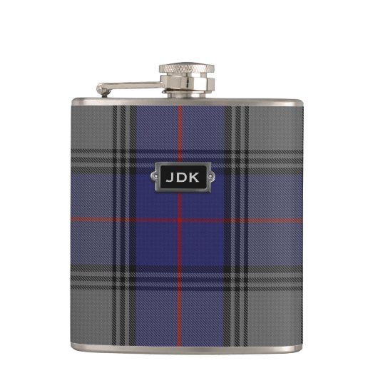 Monogramed Clan Kinnaird Tartan Pset Flask Heupfles (Voorkant)