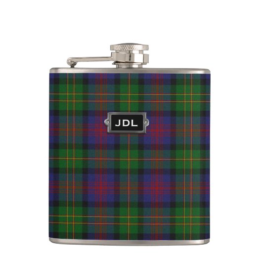Monogramed Clan Logan Tartan Pset Flask Heupfles (Voorkant)