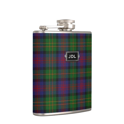 Monogramed Clan Logan Tartan Pset Flask Heupfles (Rechts)