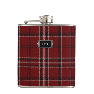 Monogramed Clan Lougheed Tartan Plaid Flask Heupfles