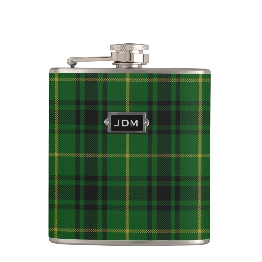 Monogramed Clan MacArthur Tartan Pset Flask Heupfles (Voorkant)