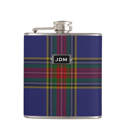 Monogramed Clan MacBeth Tartan Pset Flask Heupfles (Voorkant)