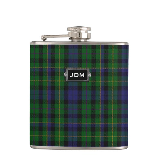 Monogramed Clan MacBride Tartan Pset Flask Heupfles (Voorkant)