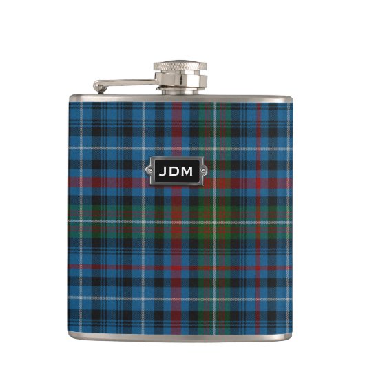 Monogramed Clan MacDonald Tartan Pset Flask Heupfles (Voorkant)