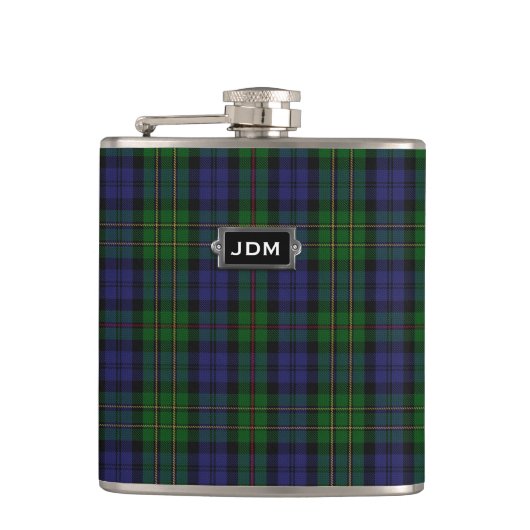Monogramed Clan MacEwen Tartan Pset Flask Heupfles (Voorkant)