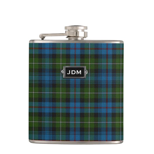 Monogramed Clan MacKenzie Tartan Pset Flask Heupfles (Voorkant)