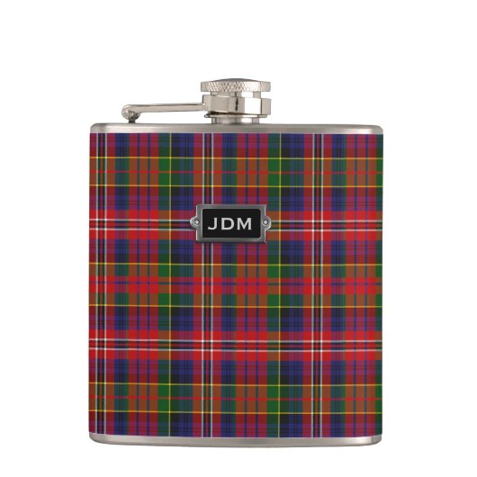Monogramed Clan MacPherson Tartan Pset Flask Heupfles (Voorkant)