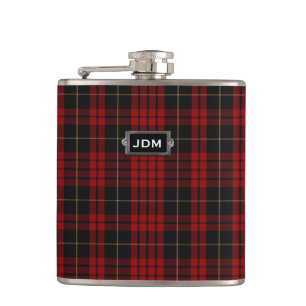 Monogramed Clan MacQueen Tartan Pset Flask Heupfles