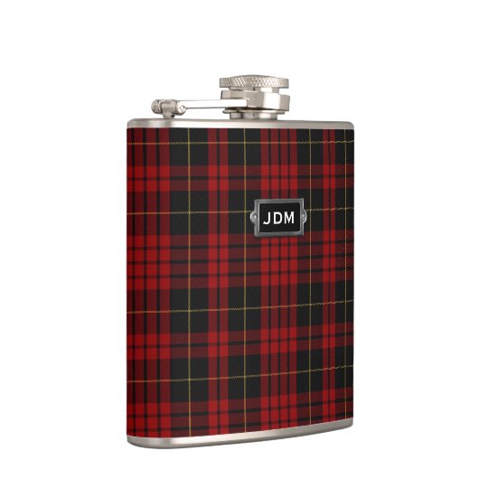 Monogramed Clan MacQueen Tartan Pset Flask Heupfles (Rechts)