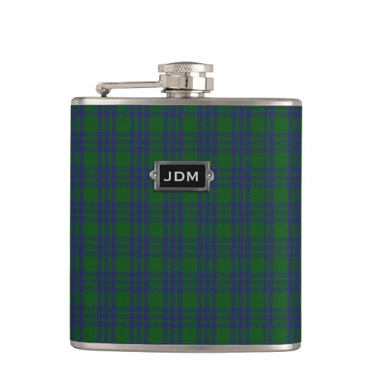 Monogramed Clan Montgomery Tartan Plaid Flask Heupfles (Voorkant)