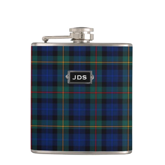 Monogramed Clan Smith Tartan Pset Flask Heupfles (Voorkant)