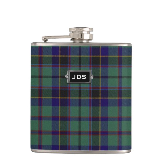 Monogramed Clan Stephenson Tartan Pset Flask Heupfles (Voorkant)
