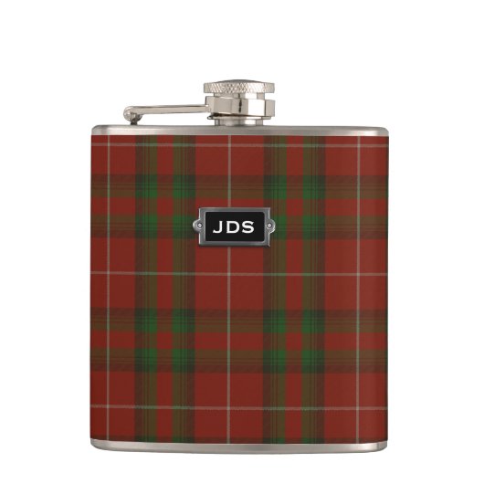 Monogramed Clan Stuart of Brute Tartan Pset Flask Heupfles (Voorkant)