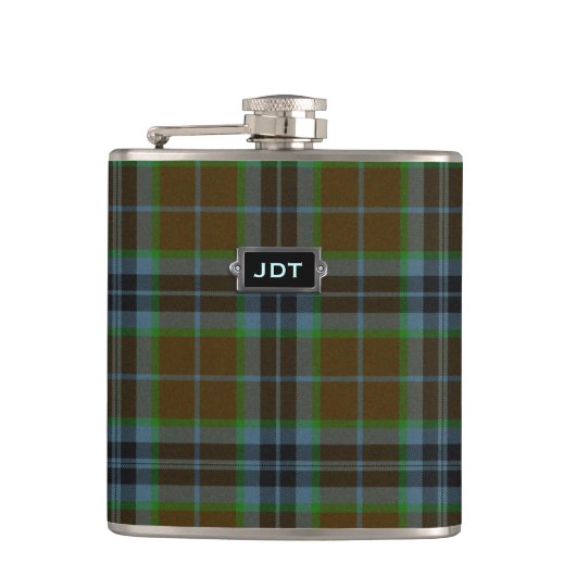 Monogramed Clan Thomson Tartan Pset Flask Heupfles (Voorkant)