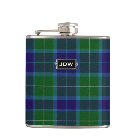 Monogramed Clan Wallace Tartan Pset Flask Heupfles (Voorkant)