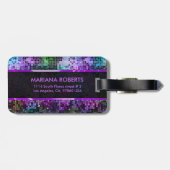 Monogramed Colorful Disco Glitter Paarse Overtones Bagagelabel (Achterkant horizontaal)