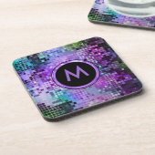 Monogramed Colorful Disco Glitter Paarse Overtones Drankjes Onderzetter (Linkerzijde)