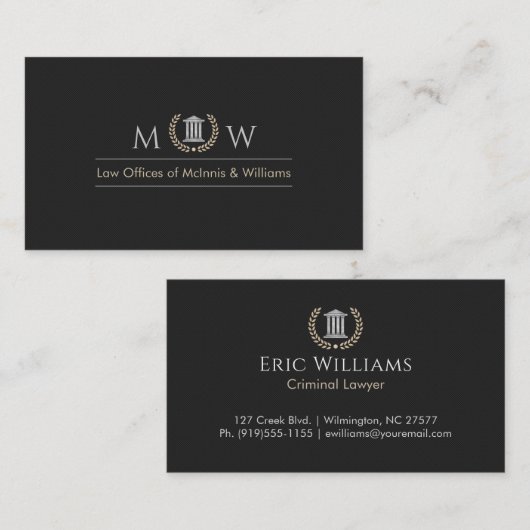 Monogramed Courthouse Visitekaartje (Voorkant / Achterkant)