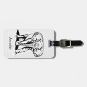 Monogramed Cute Black Elephant Line Tekening Bagagelabel (Voorkant horizontaal)