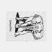 Monogramed Cute Black Elephant Line Tekening Fleece Deken (Voorkant (Horizontaal))