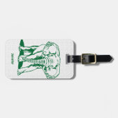 Monogramed Cute Hunter Green Elephant Line Drawing Bagagelabel (Voorkant horizontaal)