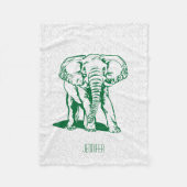 Monogramed Cute Hunter Green Elephant Line Drawing Fleece Deken (Voorkant)