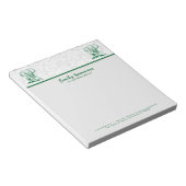 Monogramed Cute Hunter Green Elephant Line Drawing Notitieblok (Schuin)