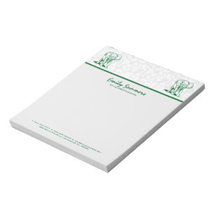 Monogramed Cute Hunter Green Elephant Line Drawing Notitieblok