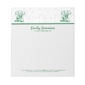 Monogramed Cute Hunter Green Elephant Line Drawing Notitieblok (Voorkant)