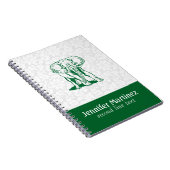 Monogramed Cute Hunter Green Elephant Line Drawing Notitieboek (Rechterzijde)