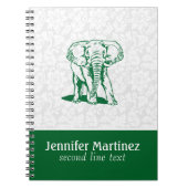 Monogramed Cute Hunter Green Elephant Line Drawing Notitieboek (Voorkant)