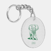 Monogramed Cute Hunter Green Elephant Line Drawing Sleutelhanger (Voorkant Links)