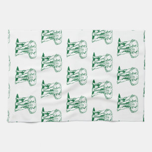 Monogramed Cute Hunter Green Elephant Line Drawing Theedoek