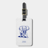 Monogramed Cute Navu Blue Elephant Line Drawing Bagagelabel (Voorkant verticaal)
