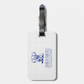 Monogramed Cute Navu Blue Elephant Line Drawing Bagagelabel (Achterkant verticaal)