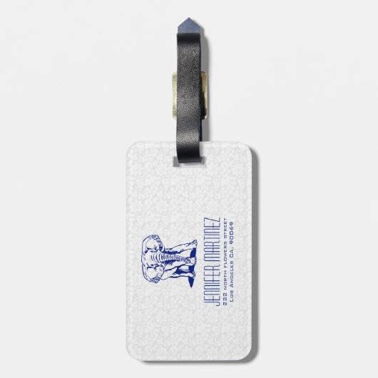 Monogramed Cute Navu Blue Elephant Line Drawing Bagagelabel (Achterkant verticaal)