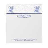Monogramed Cute Navy Blue Elephant Line Drawing Notitieblok (Voorkant)