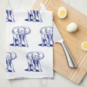 Monogramed Cute Navy Blue Elephant Line Drawing Theedoek (Quarter Fold)