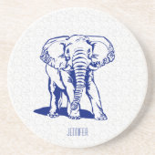 Monogramed Cute Navy Blue Elephant Line Drawing Zandsteen Onderzetter (Voorkant)