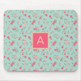 Monogramed Dainty Pink Tiny Flowers Muismat